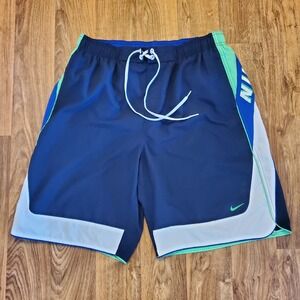 Nike Swim Shorts Trunks Men XL Mesh Lined Navy Blue Nike‎ Logo Swoosh
